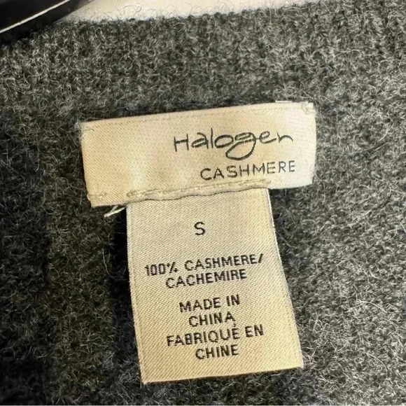 Halogen Women’s  100% Cashmere VNeck Long Sleeve Sweater Dark Gray Size Small - Picture 3 of 8